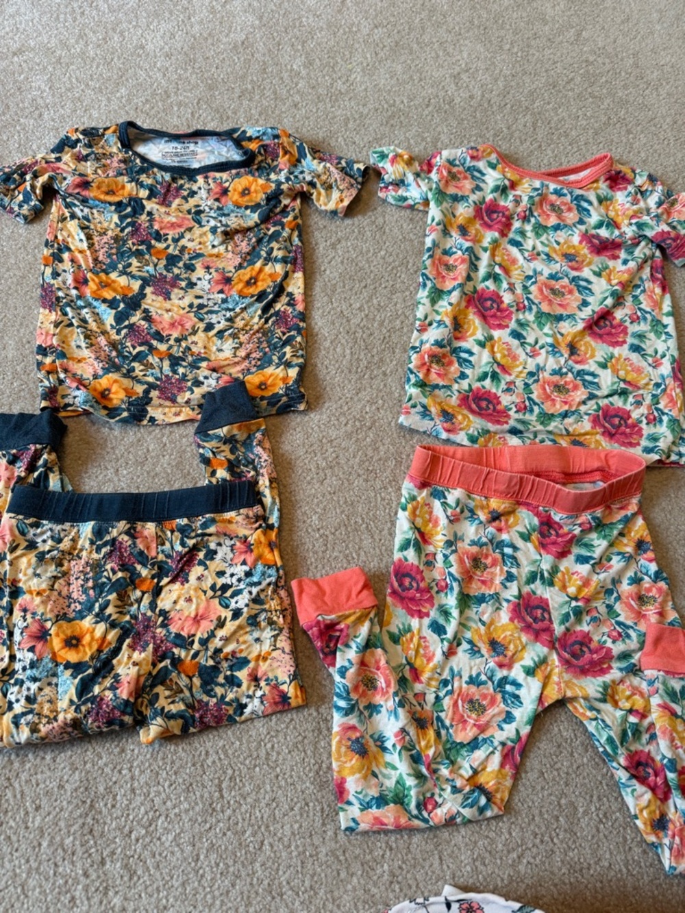 Little one shop bamboo Floral Short Sleeve Pajama Sets